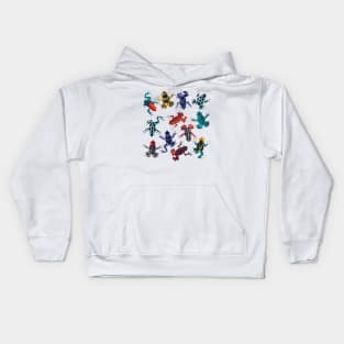 Quirky dart frogs dance // spot // brightly multicoloured poison amphibians Kids Hoodie